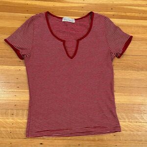 Urban Outfitters red/white horizontal stripe short sleeve crop tee